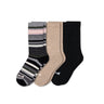 Pacas Womens Alpaca Crew 3-Pack Socks  -  Medium/Large / Multi-Black Stripe/Basics