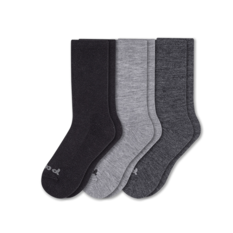 Pacas Mens Alpaca Crew Socks 3-Pack  -  Medium/Large / Black/Gray/Charcoal