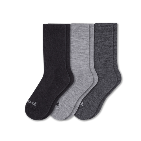 Pacas Mens Alpaca Crew Socks 3-Pack  -  Medium/Large / Black/Gray/Charcoal