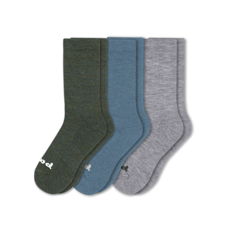 Pacas Mens Alpaca Crew Socks 3-Pack  -  Medium/Large / Gray/Olive/Denim