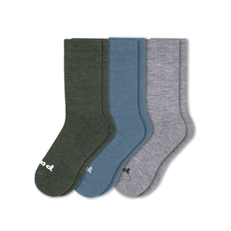 Pacas Mens Alpaca Crew Socks 3-Pack  -  Medium/Large / Gray/Olive/Denim