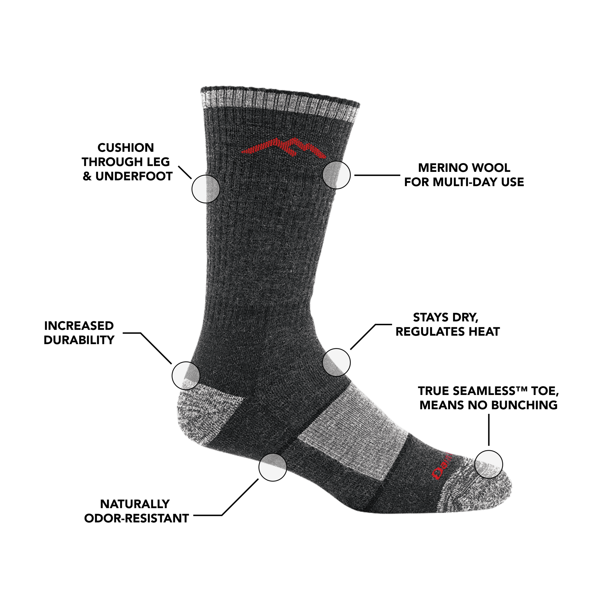 Darn Tough Mens Hiker Boot Midweight Socks  -