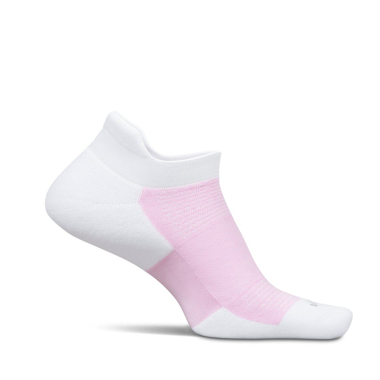 Feetures High Performance Max Cushion No Show Tab Socks - Small / White Lily