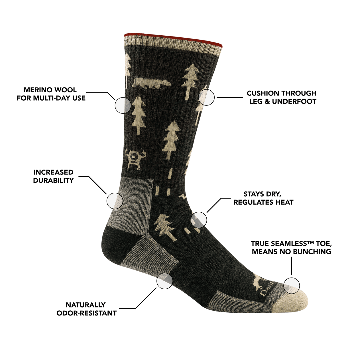 Darn Tough Mens ABC Boot Midweight Hiking Socks  -