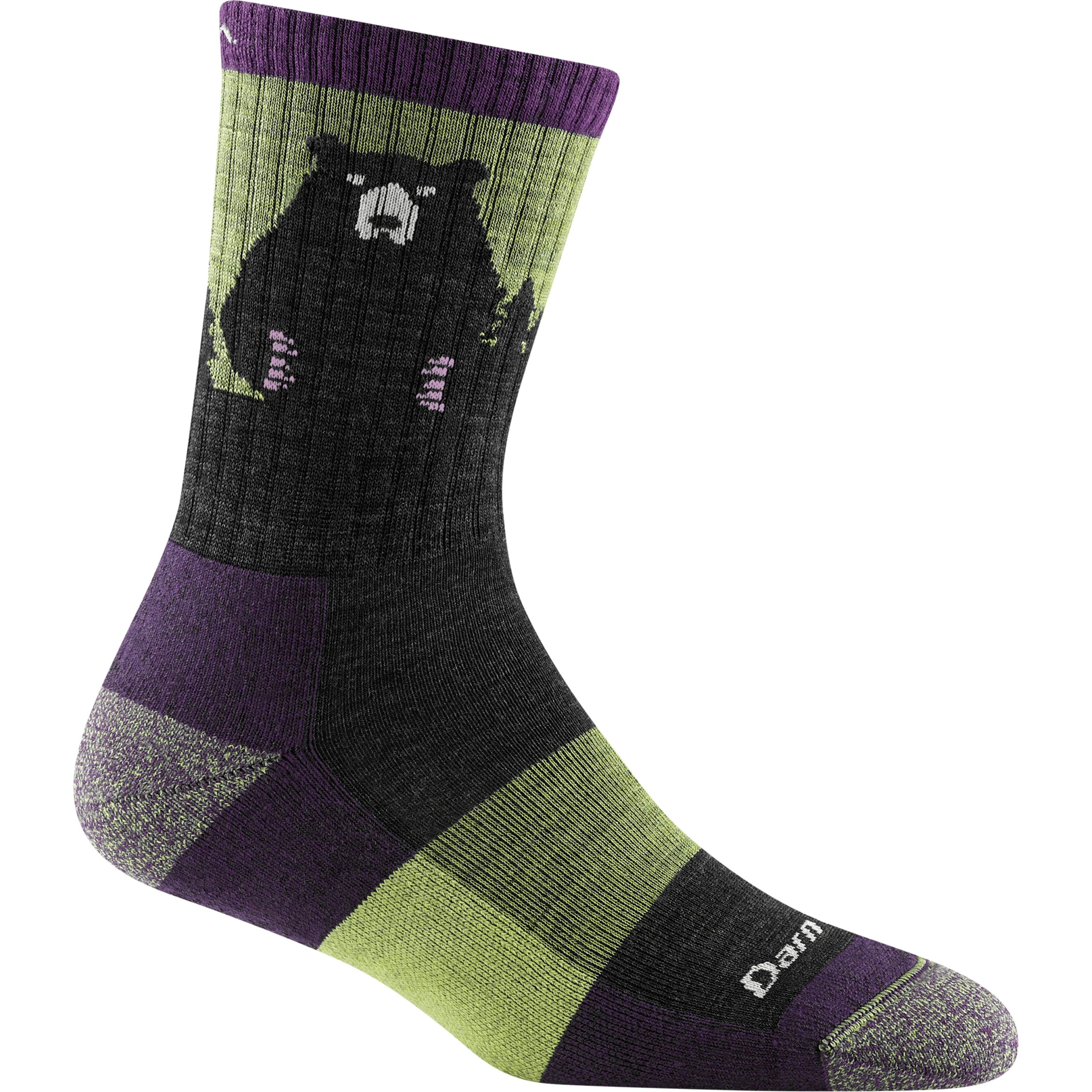Darn Tough Womens Bear Town Micro Crew Lightweight Hiking Socks - Clearance  -  Small / Lime
