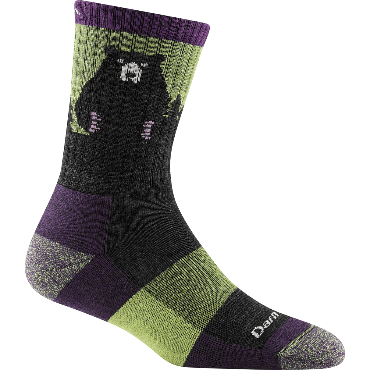 Darn Tough Womens Bear Town Micro Crew Lightweight Hiking Socks - Clearance  -  Small / Lime