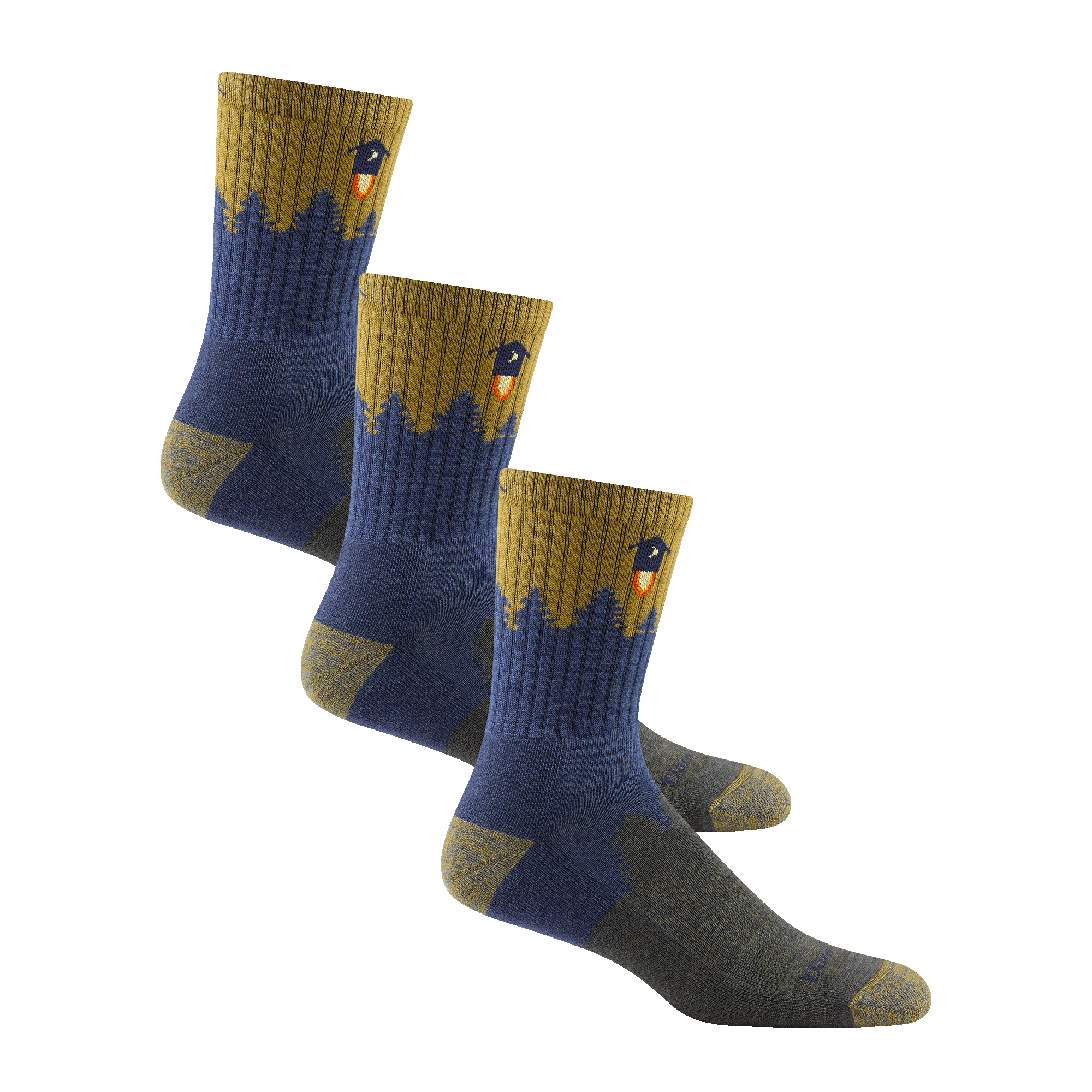Darn Tough Mens Number 2 Micro Crew Midweight Hiking 3-Pack Socks  -  Large / Denim