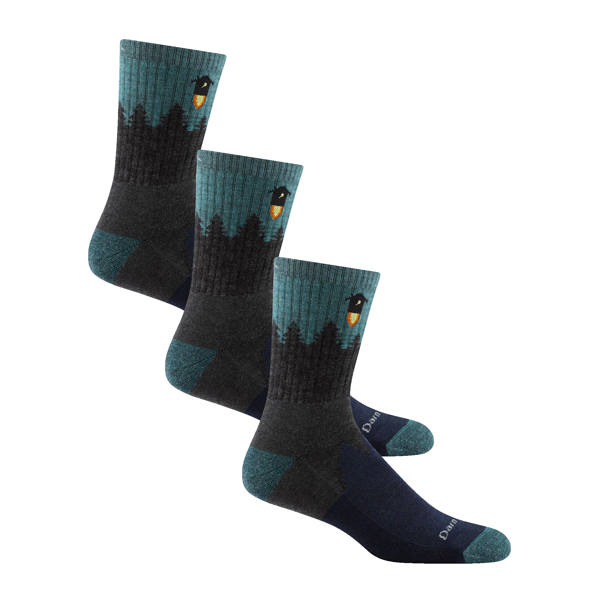 Darn Tough Mens Number 2 Micro Crew Midweight Hiking 3-Pack Socks  -  Large / Gray