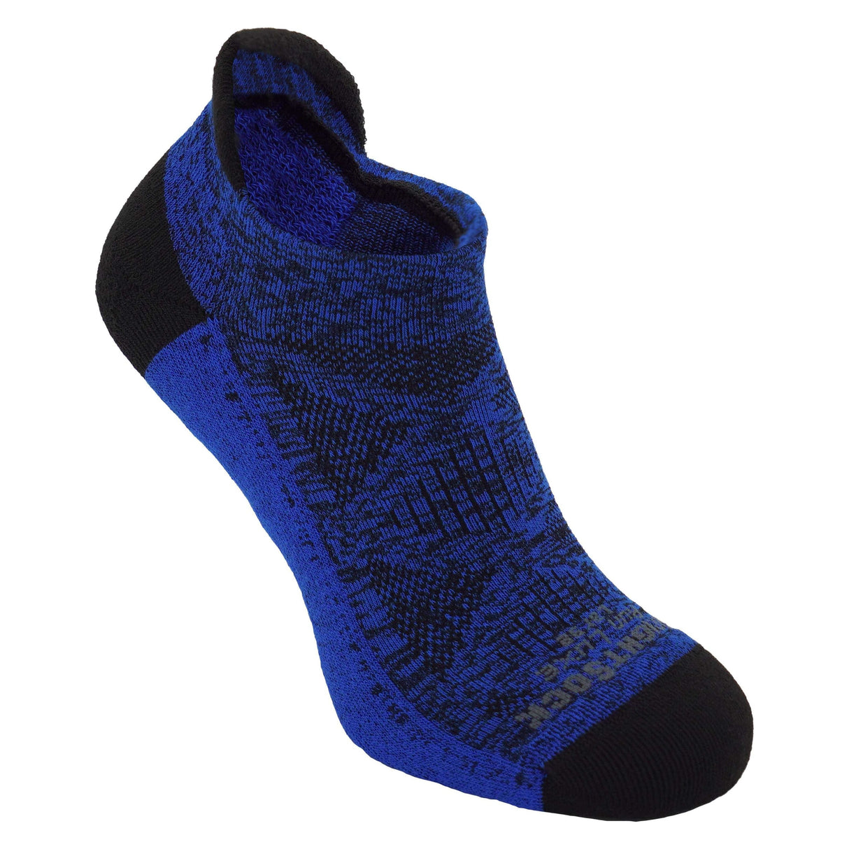 Wrightsock Run Luxe Single Layer Tab Socks - Small / Blue/Black Marl