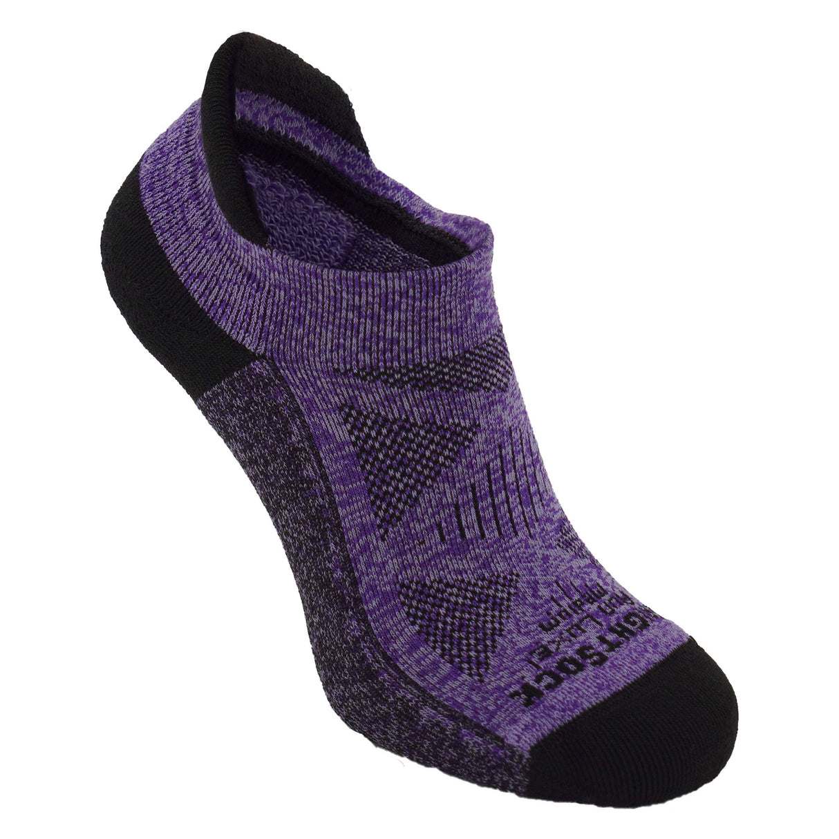 Wrightsock Run Luxe Single Layer Tab Socks - Small / Purple Black Tye Dye