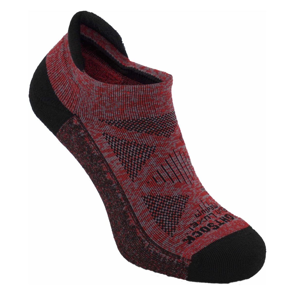 Wrightsock Run Luxe Single Layer Tab Socks - Small / Red/Black