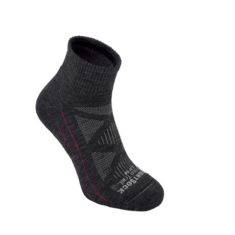 Wrightsock Merino Trail Quarter Socks  -  Small / Grey/White