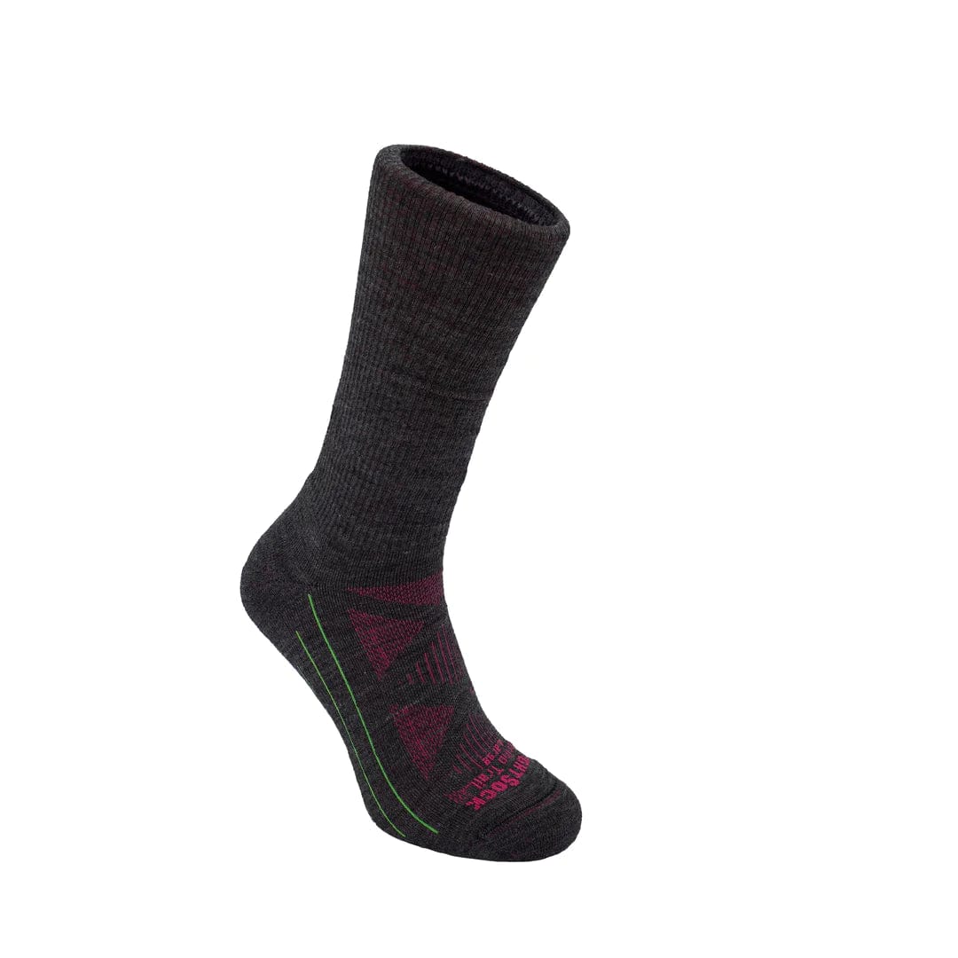 Wrightsock Merino Trail Single Layer Crew Socks  -  Small / Grey/Fuschia