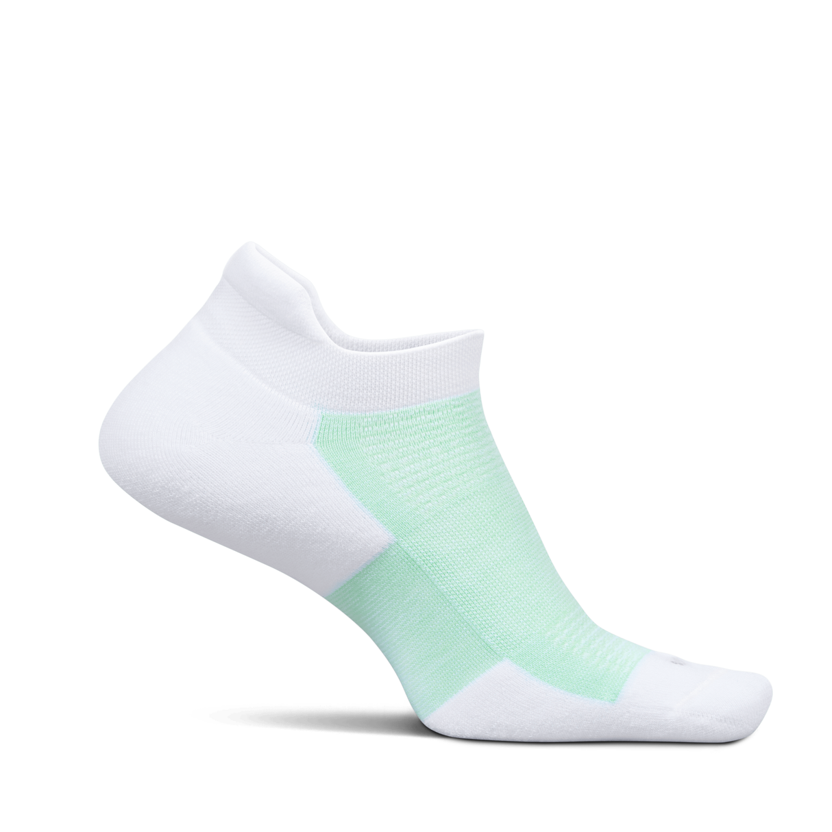 Feetures High Performance Max Cushion No Show Tab Socks - Small / White Jade
