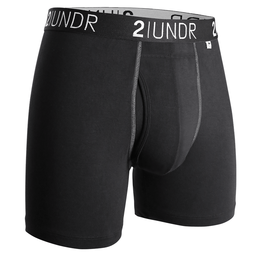 2UNDR Mens Swing Shift Boxer Briefs Solid - X-Small / Black/Gray