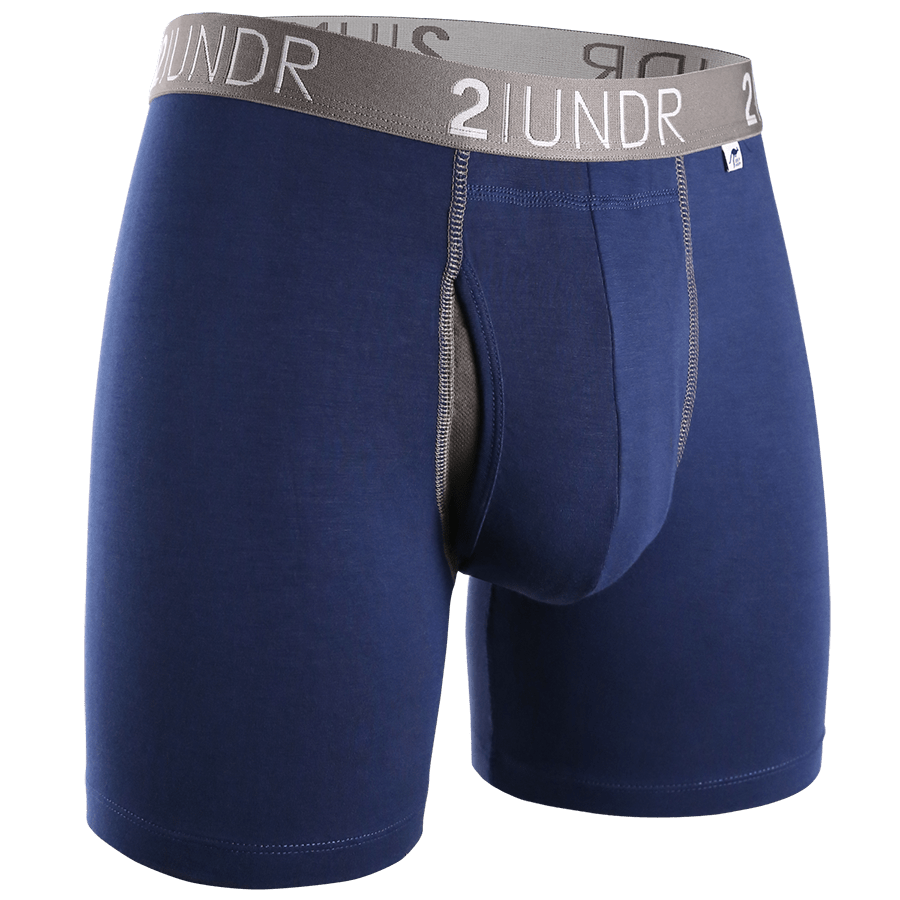 2UNDR Mens Swing Shift Boxer Briefs Solid - Small / Navy/Gray