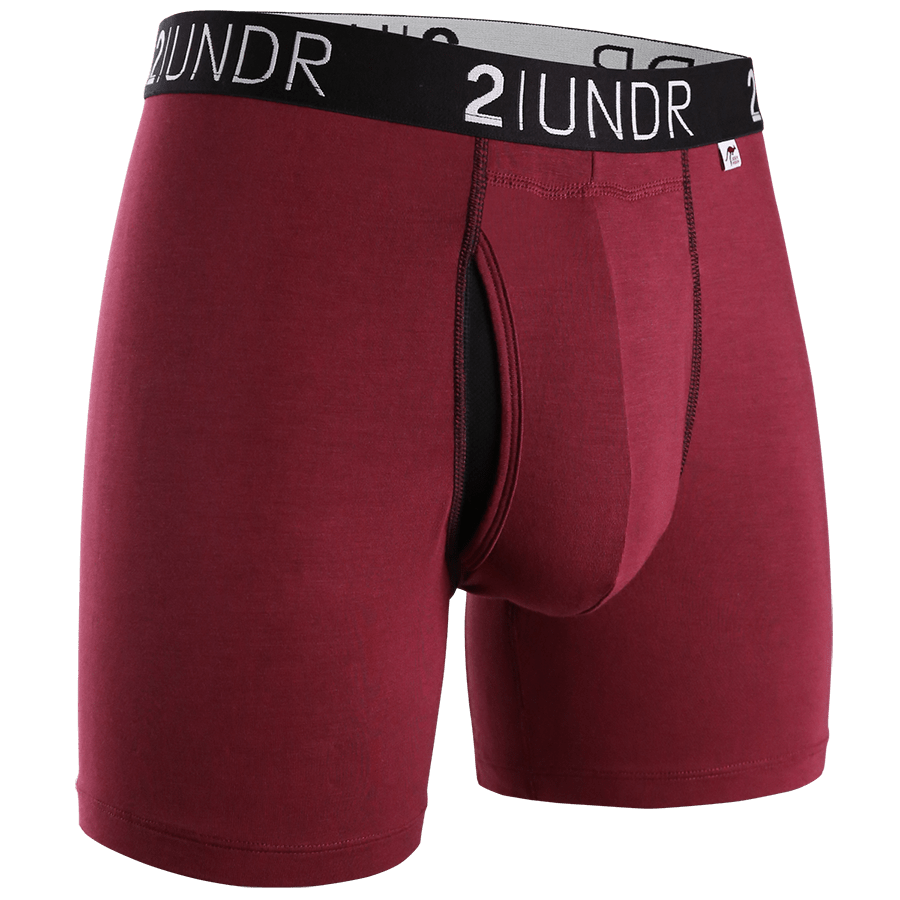 2UNDR Mens Swing Shift Boxer Briefs Solid - Small / Burgundy