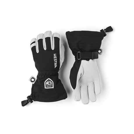 Hestra Junior Army Leather Heli Ski Gloves  -  3 / Black