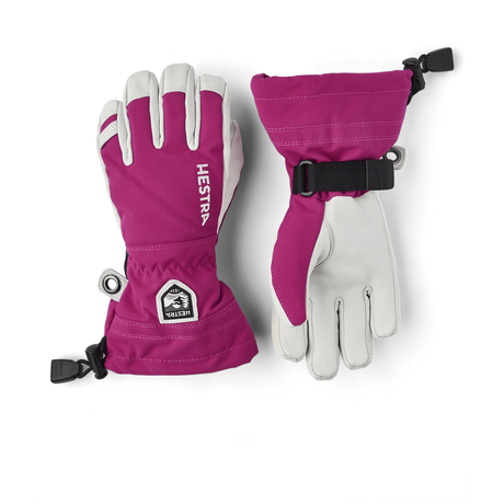 Hestra Junior Army Leather Heli Ski Gloves  -  3 / Fuchsia