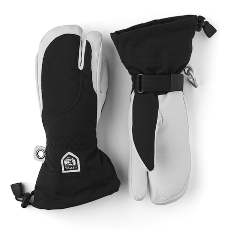 Hestra Womens Heli Ski 3-Finger Mittens  -  5 / Black/Off White