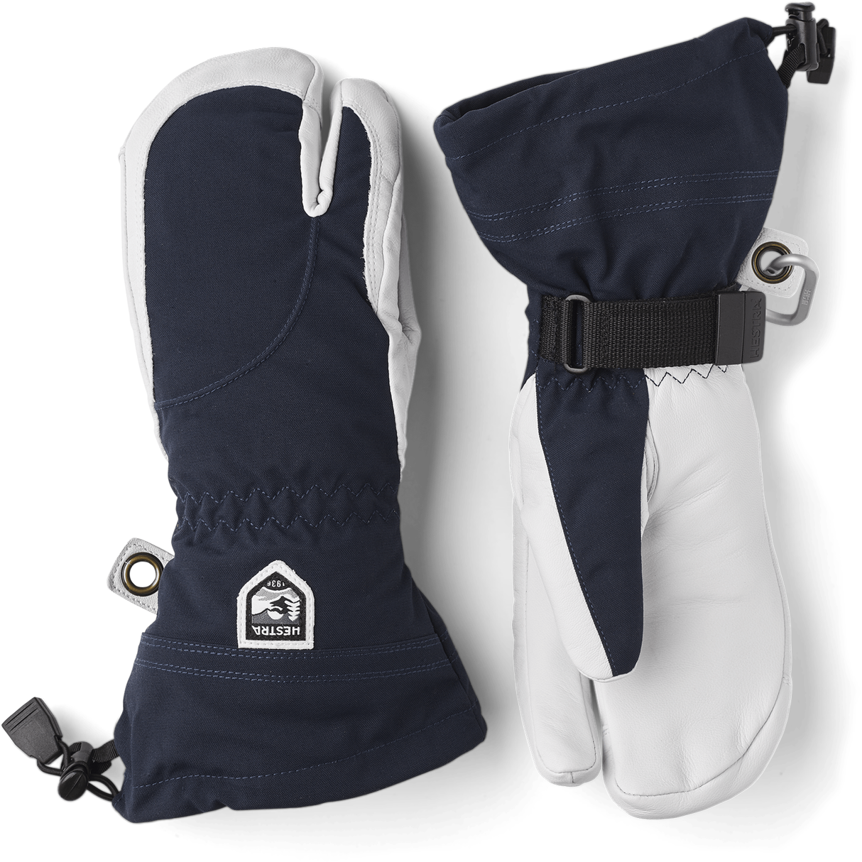 Hestra Womens Heli Ski 3-Finger Mittens  -  5 / Navy/Off White