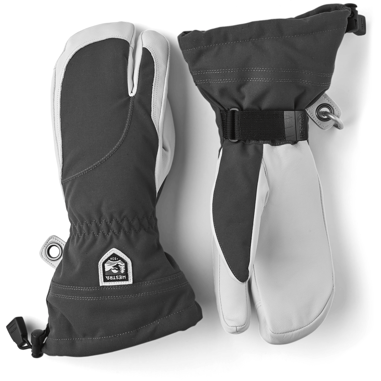 Hestra Womens Heli Ski 3-Finger Mittens  -  5 / Gray/Off White