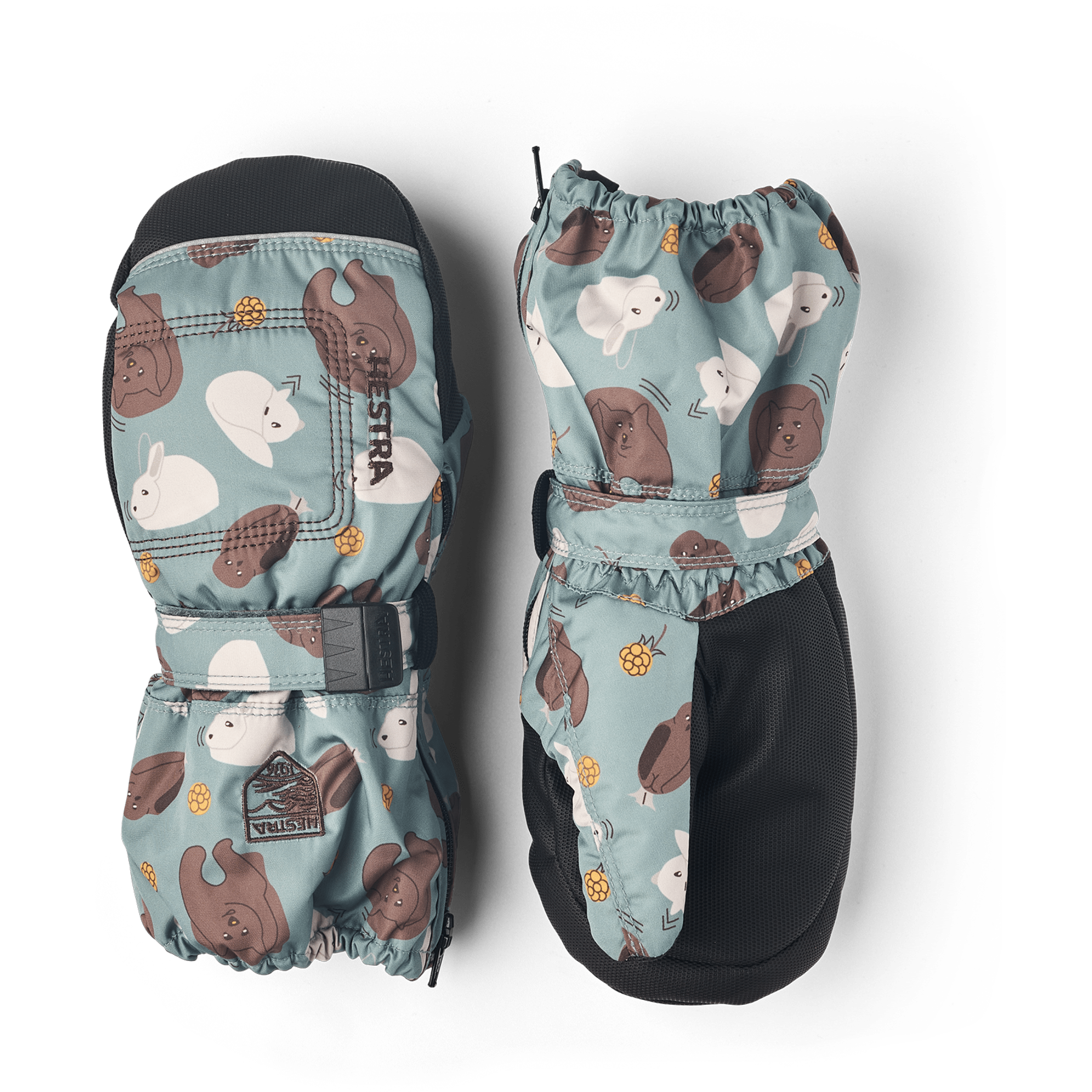 Hestra Baby Zip Long Mittens  -  1 / Sea Blue Print