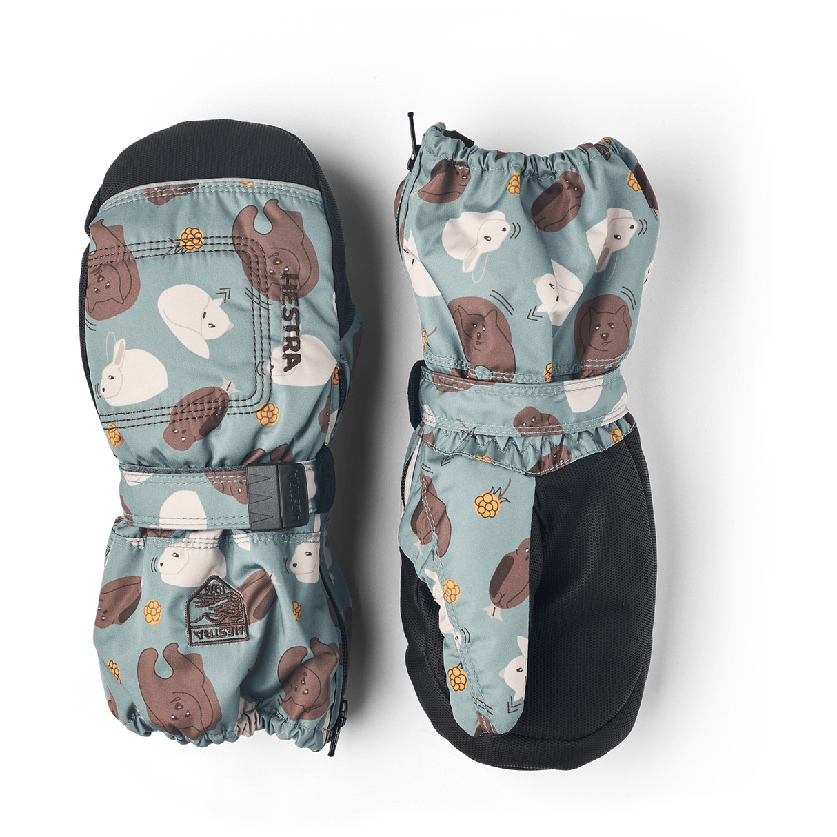 Hestra Baby Zip Long Mittens  -  1 / Sea Blue Print