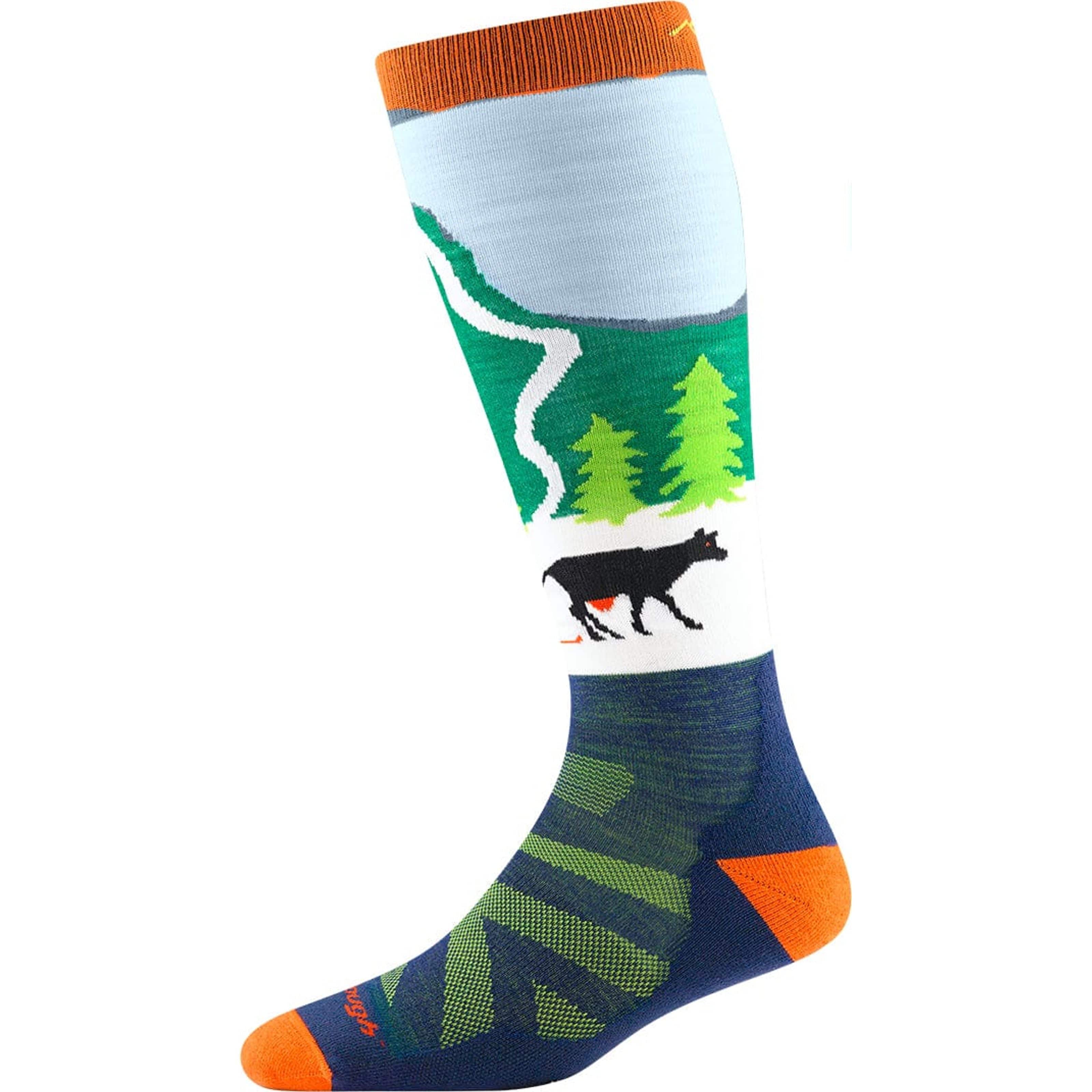 Darn Tough Kids Pow Cow Over-the-Calf Midweight Ski & Snowboard Socks - Clearance  -