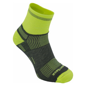 Wrightsock Run Reflective Mini Crew Anti-Blister Socks  -  Small / Gray/ Neon Yellow