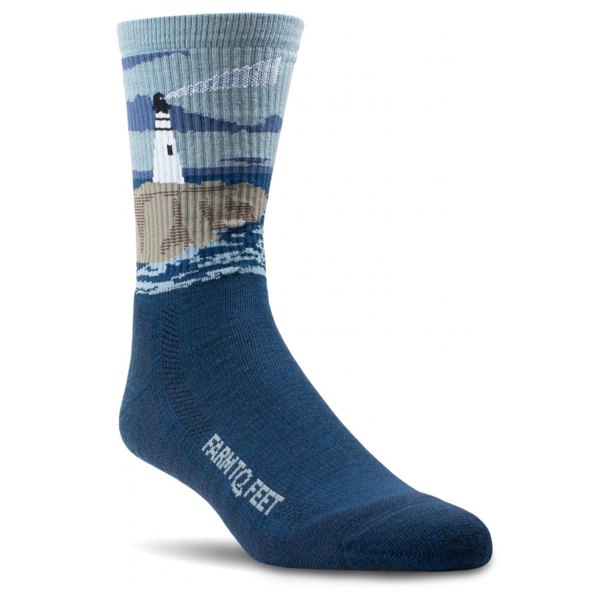 Farm to Feet Outdoor Trail Cape Light Targeted Cushion 3/4 Crew Socks  -  Small / Denim Blue