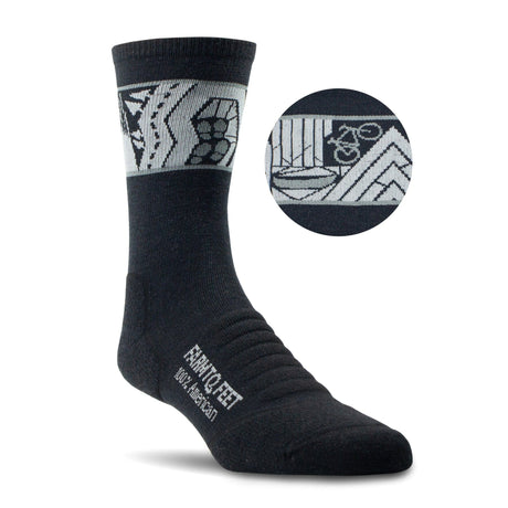 Farm to Feet Summit Light Targeted Cushion 3/4 Crew Socks  -  Small / Black