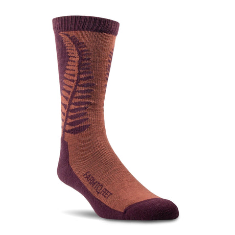 Farm to Feet Greenville Fern Light Cushion Crew Socks  -  Small / Plum/Mahogany