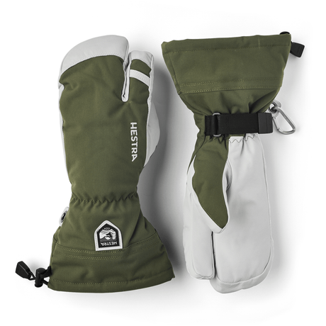 Hestra Army Leather Heli Ski 3-Finger Mittens  -  6 / Olive