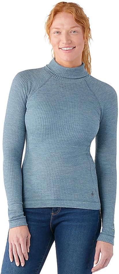 Smartwool Womens Thermal Merino Rib Turtleneck  -  Large / Lead Heather
