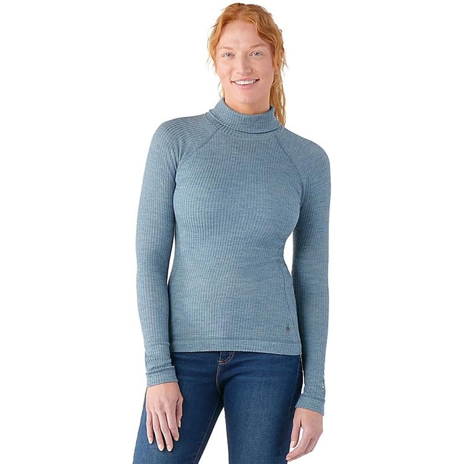 Smartwool Womens Thermal Merino Rib Turtleneck - Large / Lead Heather