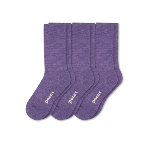 Pacas Womens Lightweight Alpaca Crew Socks 3-Pack  -  Medium/Large / Purple