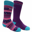 Bridgedale Kids Merino Ski 2-Pack Socks  -  Small / Fuchsia/Blue