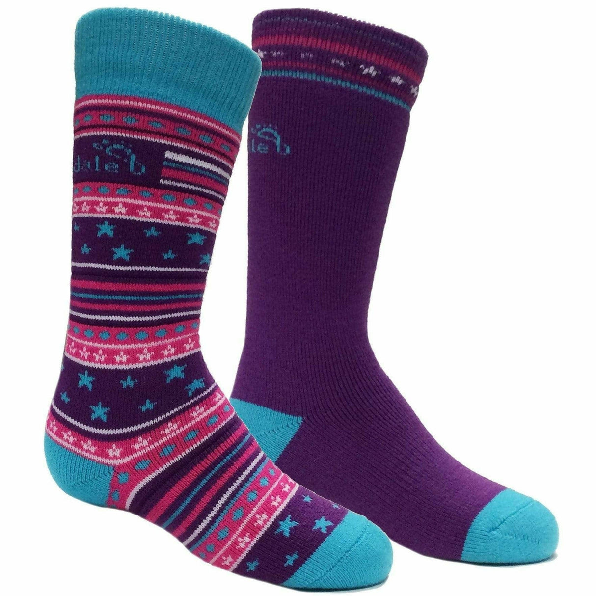 Bridgedale Kids Merino Ski 2-Pack Socks  -  Small / Fuchsia/Blue