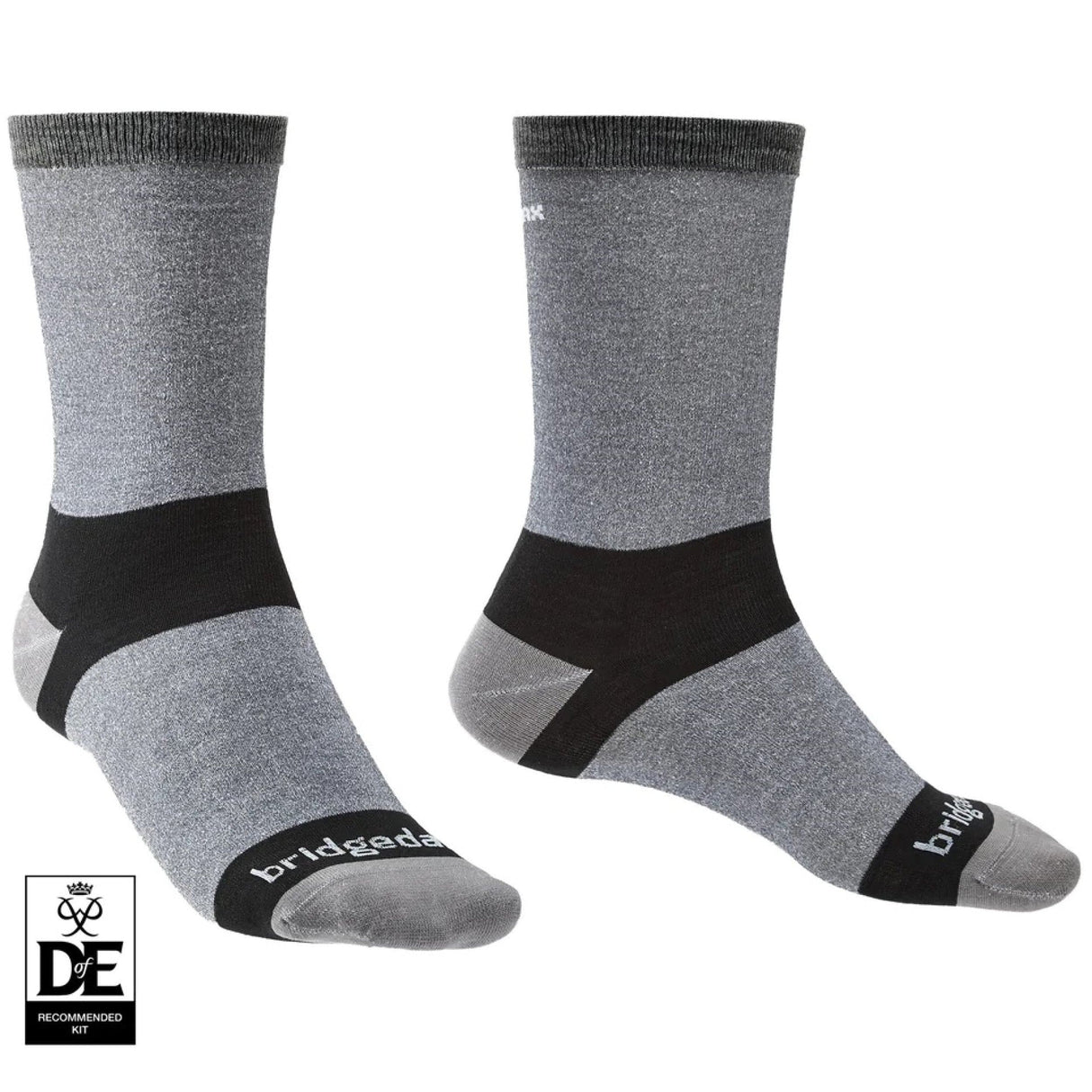 Bridgedale Mens Liner Coolmax Boot 2-Pack Socks  -  Small / Gray