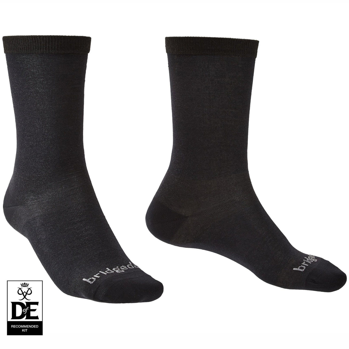 Bridgedale Mens Liner Coolmax Boot 2-Pack Socks  -  Small / Black