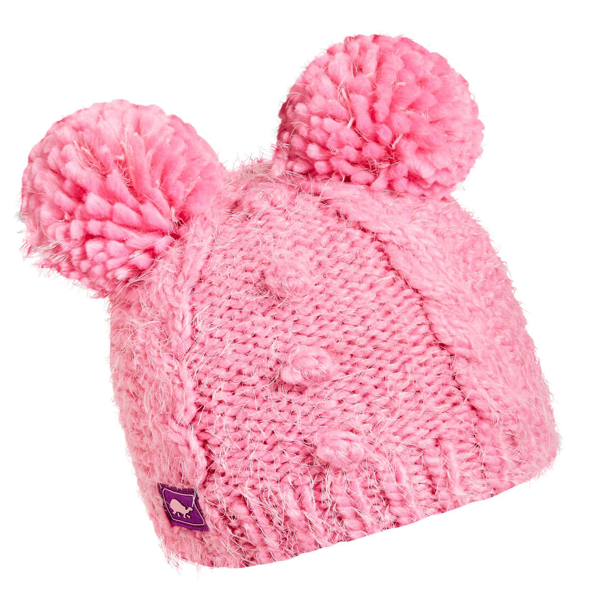 Turtle Fur Kids Fluff Balls Pom Pom Beanie  -  One Size Fits Most / Bubble Gum