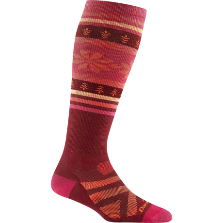 Darn Tough Womens Alpine Over-the-Calf Lightweight Ski & Snowboard Socks - Clearance  -  Small / Burgundy