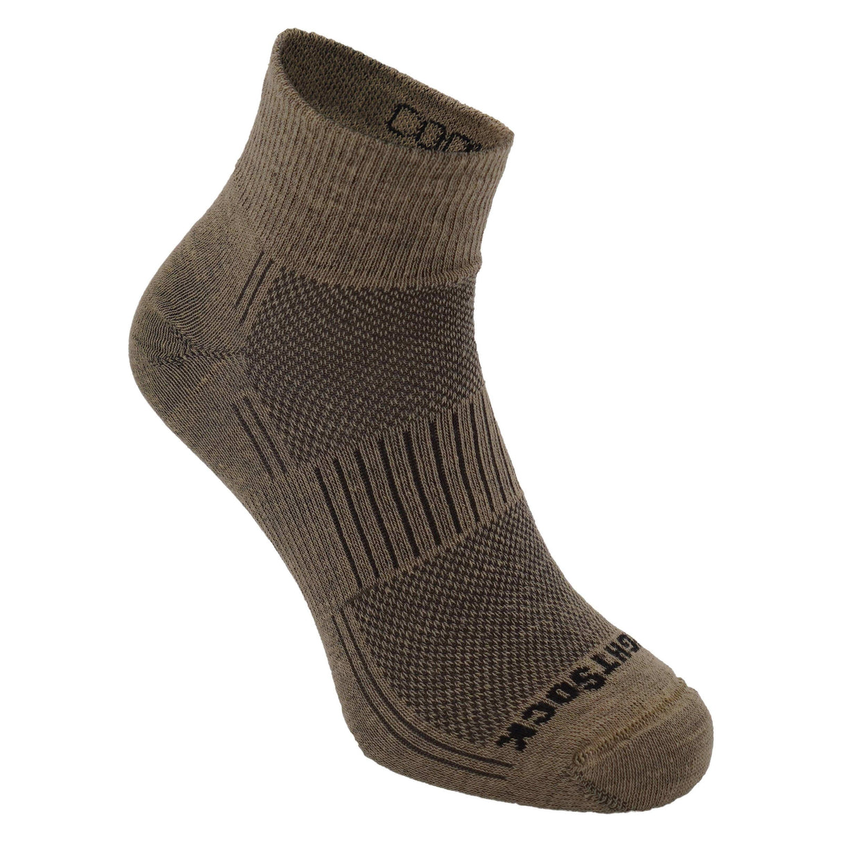 Wrightsock Coolmesh II Quarter Socks  -  Small / Khaki / Single Pair