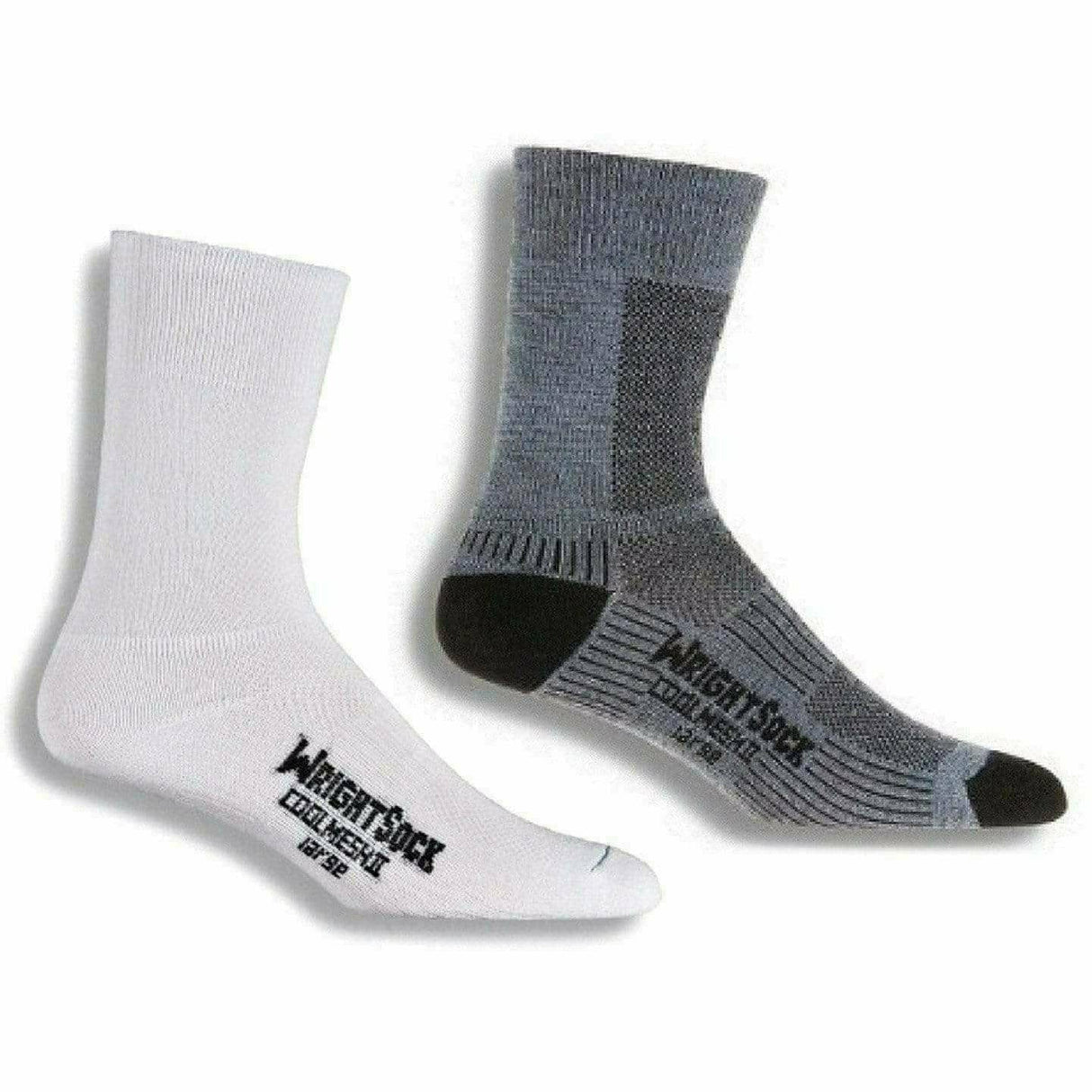 Wrightsock Coolmesh II Crew Socks - Clearance  -  Small / White/Grey / 2-Pair Pack