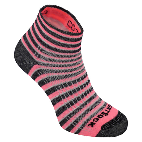 Wrightsock Double-Layer Coolmesh II Lightweight Striped Quarter Socks  -  Medium / Pink Black Stripes