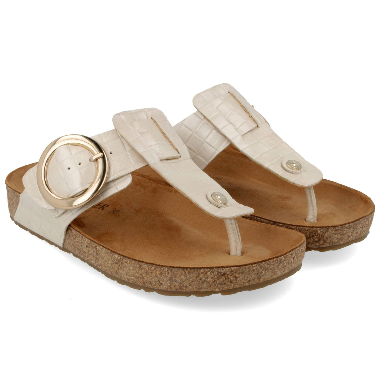 Haflinger Womens Round Buckle Corinna Sandals - 36 / Cream