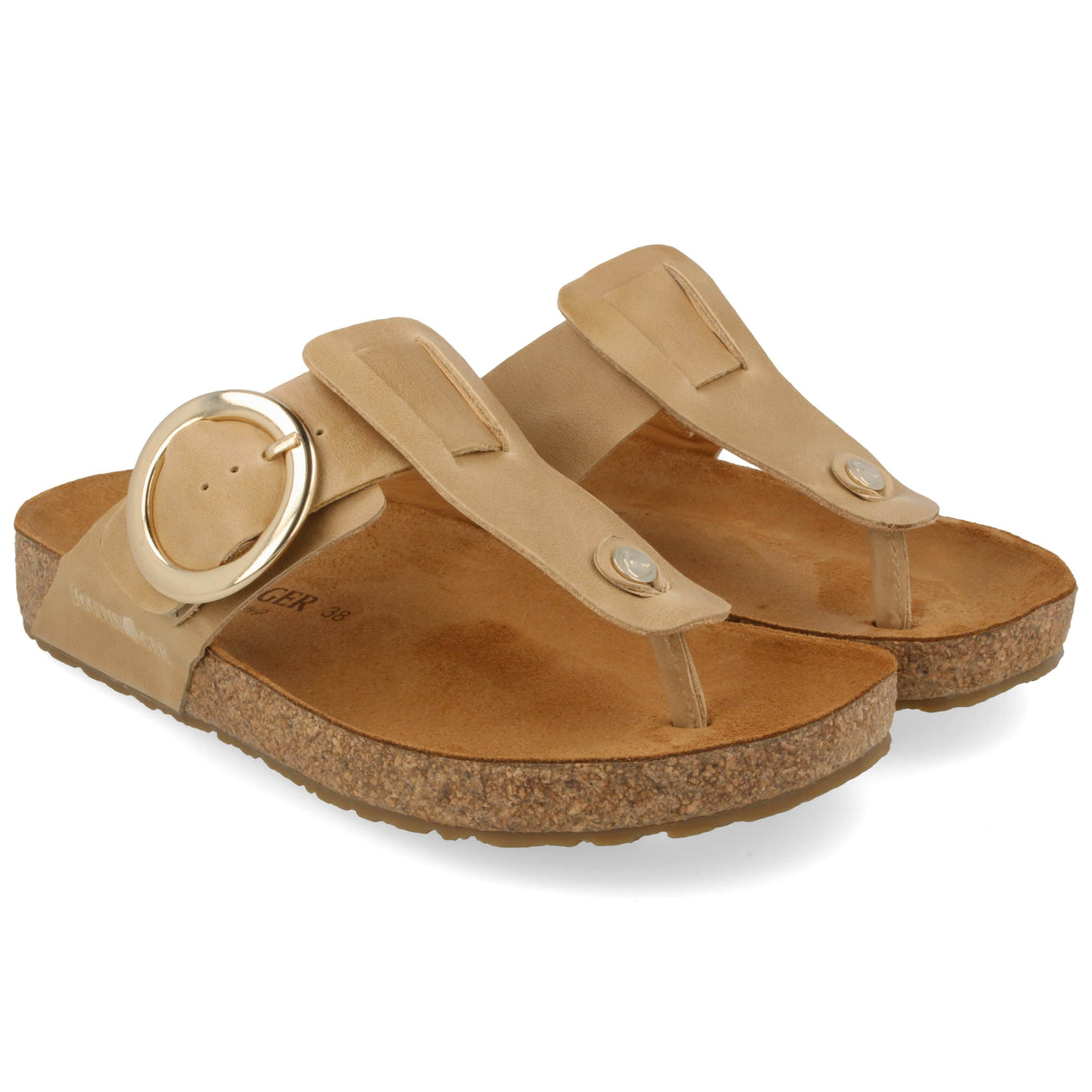 Haflinger Womens Round Buckle Corinna Sandals  -  36 / Linen
