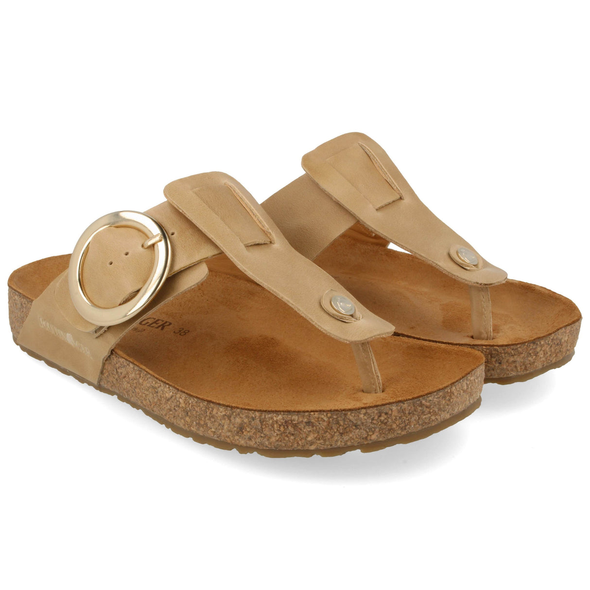 Haflinger Womens Round Buckle Corinna Sandals - 36 / Linen