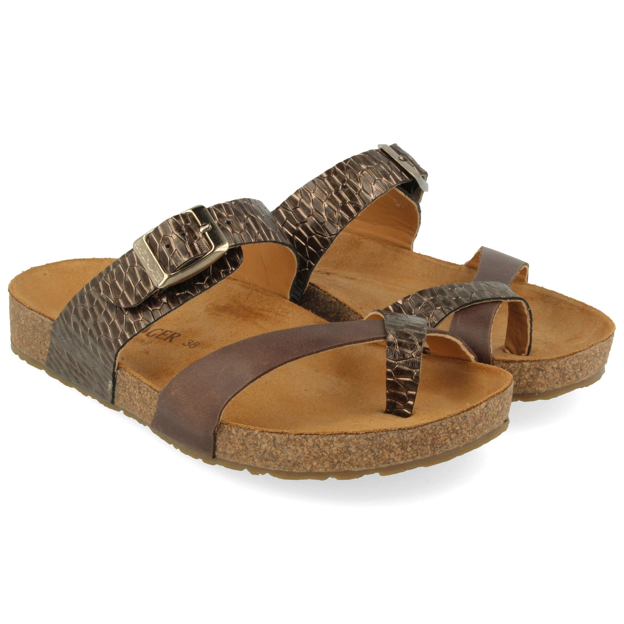Haflinger Womens Juno Sandals - 36 / Brown Metallic